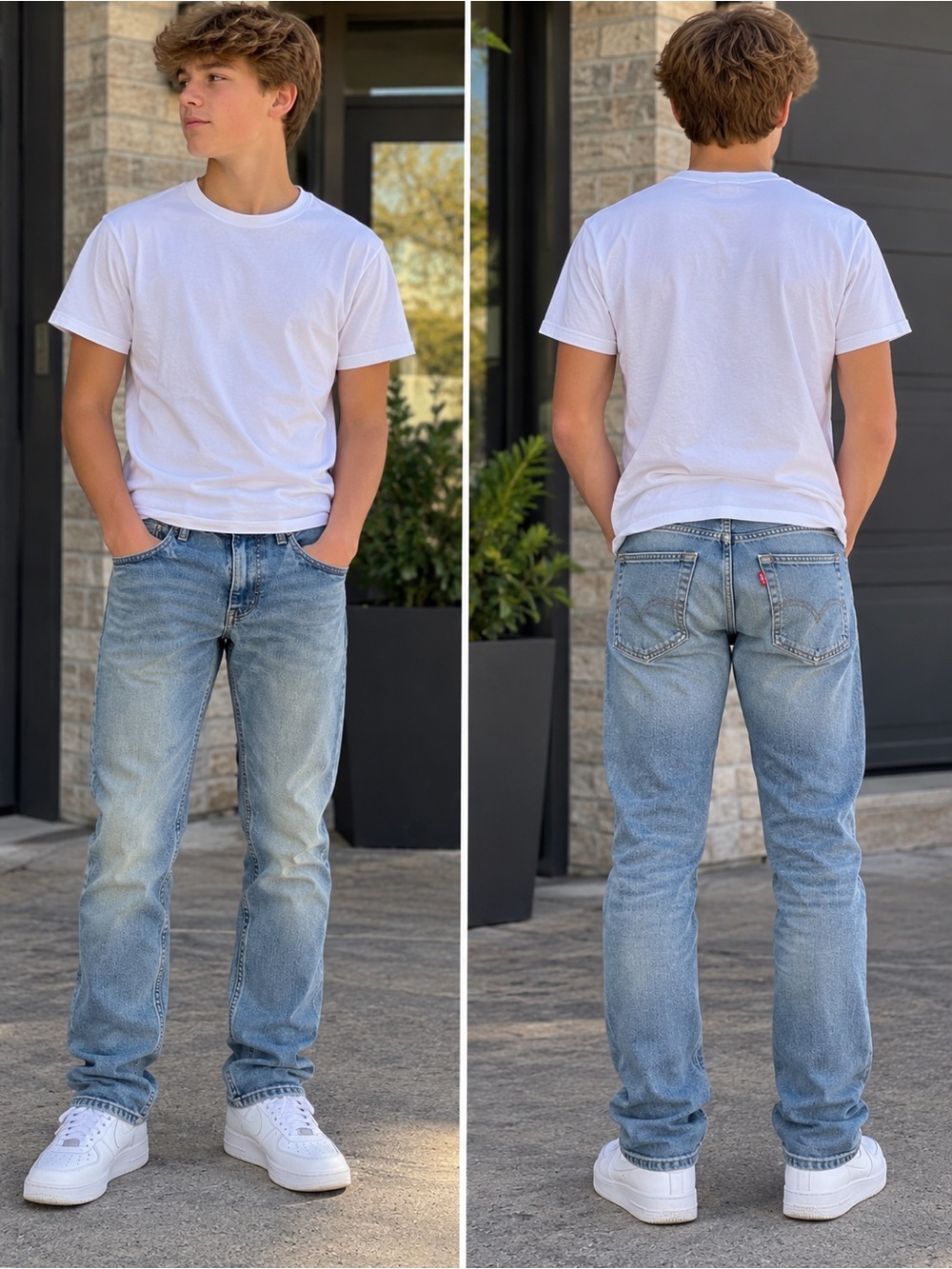 Levi's 511 Light Blue Straight leg Jeans size 16 with adjustable waist.